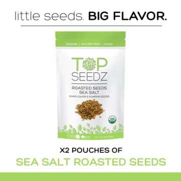 Top Seedz Certified Organic Gluten Free Vegan Sea Salt Roasted Seeds | 2-Pack | 6 Ounces | Made of S...