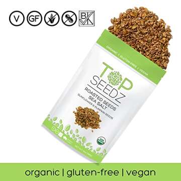 Top Seedz Certified Organic Gluten Free Vegan Sea Salt Roasted Seeds | 2-Pack | 6 Ounces | Made of Shelled Sunflower Seeds, Pumpkin Seeds, Sea Salt, and Extra Virgin Olive Oil