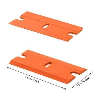 FOSHIO Plastic Razor Blades 200PCS Double Edged 1.5 Inch Suit for Razor Blade Scraper, Plastic Scraper with Plastic Blades for Remove Decals Stickers Adhesive Label and Glass Clean, Orange