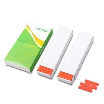 FOSHIO Plastic Razor Blades 200PCS Double Edged 1.5 Inch Suit for Razor Blade Scraper, Plastic Scraper with Plastic Blades for Remove Decals Stickers Adhesive Label and Glass Clean, Orange