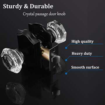 5 Pack Clear Crystal Door Knobs,Diamond Glass Passage Door Handles Locks for Closet Hallway,Keyless ...