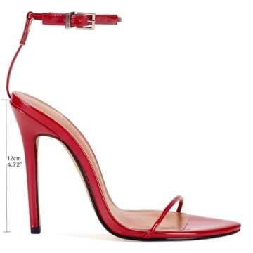 ZOGEER Women's Stiletto High Heeled Sandals 4.7 inch Sexy Strappy Open Toe Black Red Heels Wedding P...