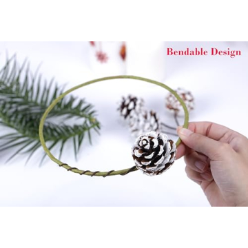 Lescli 24 Pack Bendable Snow Pine Cone Picks for Holidays