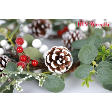 Lescli 24 Pack Bendable Snow Pine Cone Picks for Holidays