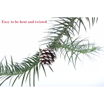 Lescli 24 Pack Bendable Snow Pine Cone Picks for Holidays