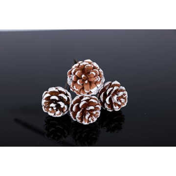 Lescli 24 Pack Bendable Snow Pine Cone Picks for Holidays