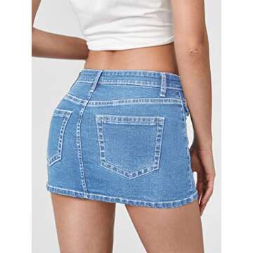 Verdusa Women's High Waist Bodycon Short Denim Skirt with Pocket Light Blue M