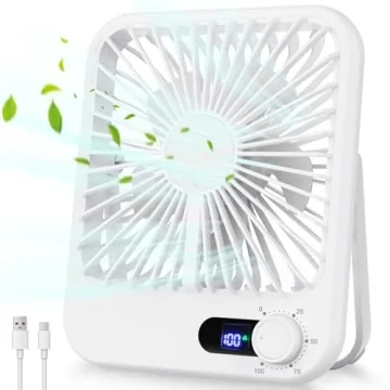 Travel Fan for Sleeping, Portable Rechargeable Fan with Digital Display, 100 Speed Personal USB Fan ...