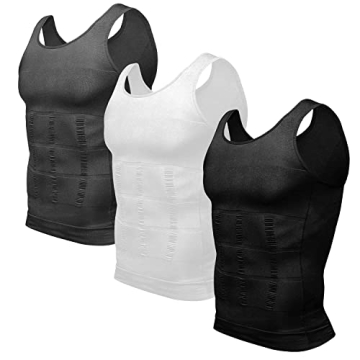 Odoland Men's Body Shaper Base Layer Shirt - 3 Pack in XL, Compression Muscle Wear