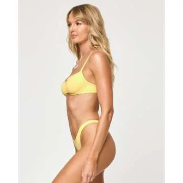 L*Space Hunter Bikini Top - Daisy - Stylish Ribbed Swimwear for Women
