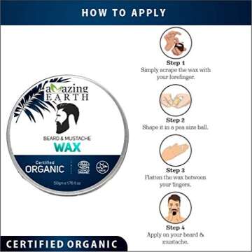 AMAzing Earth Beard & Mustache Wax for Men, Eco-Friendly Strong Hold