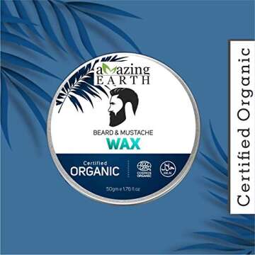 AMAzing Earth Beard & Mustache Wax for Men, Eco-Friendly Strong Hold