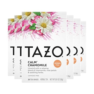 TAZO CALM Chamomile Herbal Tea Bags, Caffeine-Free Blend for Relaxation