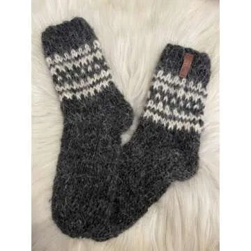 Hand Knitted Woolen Socks, Made In Ukraine Men's/Women's handmade made of natural wool, Large Sizes, Extra Thick, Bed wool socks, Winter socks, Warm socks, Cozy socks for hiking (Women’s 9-9.5)