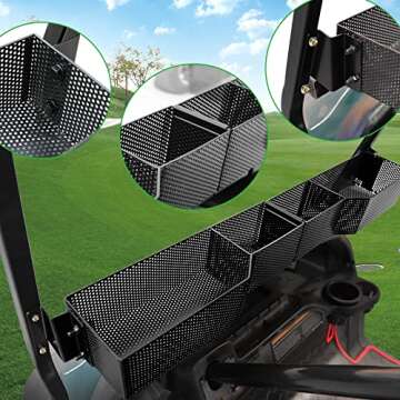 Roykaw Golf Cart Front Inner Basket Dash Storage/Tray Organizer Rack for Club Car DS/Precedent/Tempo/Onward G&E Golf Cart,Upgrade Larger Compartments & More Sturdy and Durable, Easy Installation