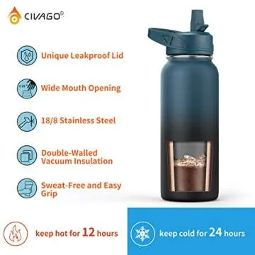CIVAGO 40 oz Insulated Water Bottle for Ultimate Hydration