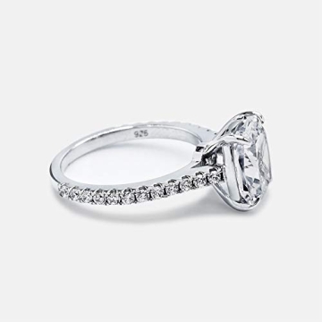 Bo.Dream 3ct Cushion Cut Cubic Zirconia CZ Engagement Rings Platinum Plated Sterling Silver (5)
