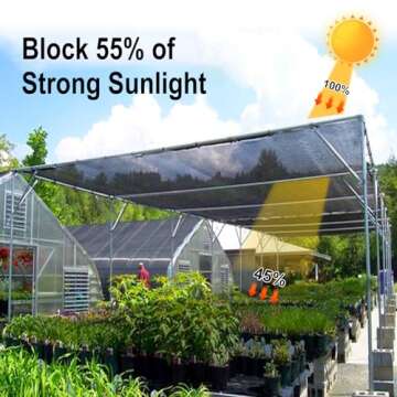 LOVE STORY 10x20FT UV Resistant 55% Black Shade Cloth Sunblock Net for Gardens