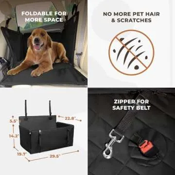 Wuglo Extra Stable Dog Car Seat - Reinforced Car Dog Seat for Medium-Sized Dogs with 4 Fastening Straps - Robust and Waterproof Pet Car Seat for The Back Seat of The Car (L Size, Black)