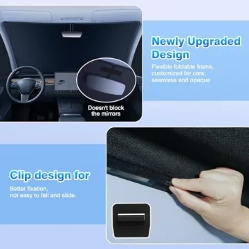 T TGBROS Windshield Sun Shade for Tesla Model Y 2020-2024