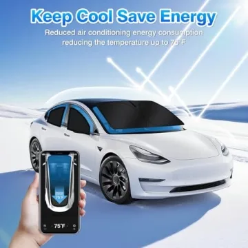 T TGBROS Windshield Sun Shade for Tesla Model Y 2020-2024