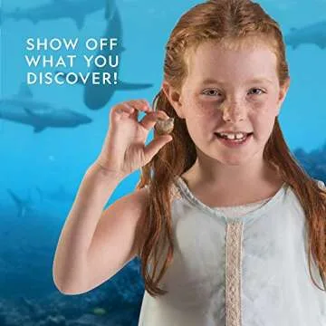 NATIONAL GEOGRAPHIC Shark Tooth Dig Kit, Excavate 3 Real Shark Fossils Including Sand Tiger, Otodus and Crow Shark - Great Science Gift for Marine Biology Enthusiasts of Any Age