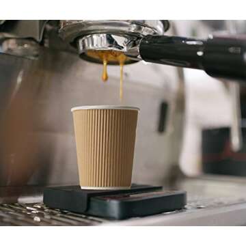 NYHI Set of 150 Ripple Insulated Kraft 12 oz Paper Cups Coffee Tea Hot Cups Recyclable 3 Layer Rippl...