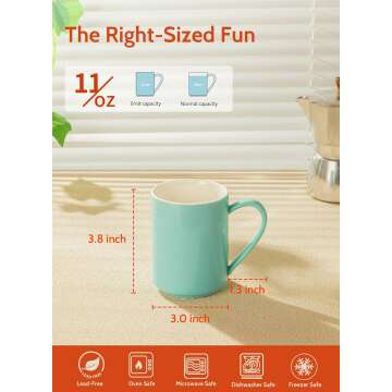 Sweese 11 Oz Coffee Mug Set - Colorful Ceramic Cups