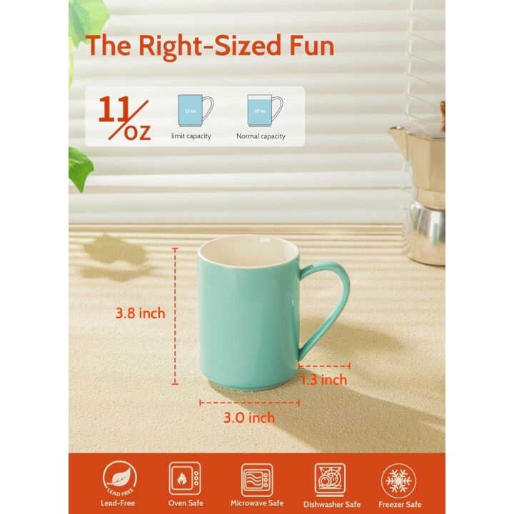 Sweese 11 Oz Coffee Mug Set - Colorful Ceramic Cups