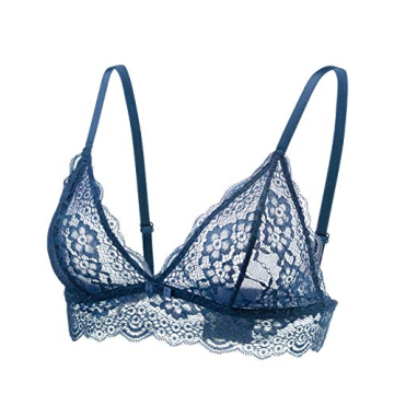 Lace Bralettes for Women No Underwire Sexy Triangle See Thru V Neck Unpadded Bra