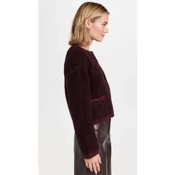 rag & bone Women's Kaia Boucle Cardigan, Burgundy, Red, M