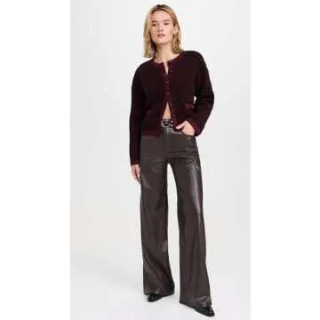 rag & bone Women's Kaia Boucle Cardigan, Burgundy, Red, M