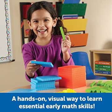 Learning Resources Brights! Base 10 Starter Set with Activity Guide Included - 100 Piece Set, Ages 6...