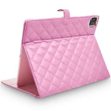Changjia for iPad Pro 11 inch Case 2022(4th Gen)/2021(3rd Gen)/2020(2nd Gen)/2018 (1st Gen),Cute Crown Bling Diamond PU Leather Smart Auto Sleep/Wake Stand Shockproof Cover for iPad Pro 11 Inch (Pink)