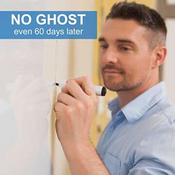 White Board Sticker, Dry Eraser Paper for Wall, Upgrade PET-No Ghost, 1.45 x 11 ft, Stain-Proof Peel and Stick Film Self Adhesive Wall Paper Roll for Classroom/Office/Kids Painting, 3 Dry Erase Marker