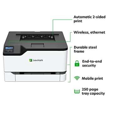 Lexmark C3224dw Color Laser Printer with Ethernet, Mobile-Friendly Wireless Printer with Automatic Two-Sided Printing (2-Series)