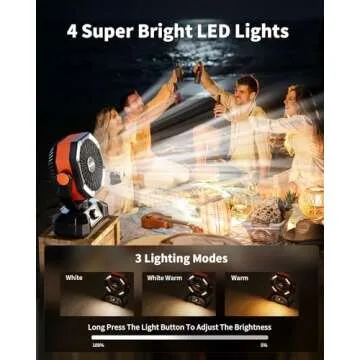 coldSky 𝟮𝟬𝟬𝟬𝟬𝗺𝗔𝗵 Camping Fan with 𝗗𝘂𝗮𝗹 𝗠𝗼𝘁𝗼𝗿, Battery Operated Fan with 4 LED Lantern, 8 Speeds Desk Fan with Remote, Portable Outdoor Fan with Hook for Tent, Power Outages, Jobsite