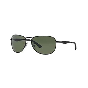 Ray-Ban Men's RB3519 Aviator Sunglasses, Matte Black/Green Polarized, 59 mm