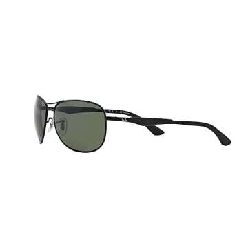 Ray-Ban Men's RB3519 Aviator Sunglasses, Matte Black/Green Polarized, 59 mm