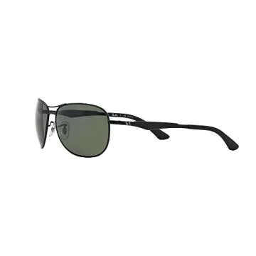 Ray-Ban Men's RB3519 Aviator Sunglasses, Matte Black/Green Polarized, 59 mm