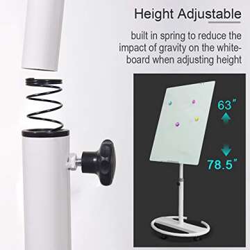 Glass Whiteboard - Mobile Glass Board 40 x 28 Magnetic Glass Dry Erase Board, Height Adjustable Easel White Board Flipchart Easel Stand Board with Marker Tray