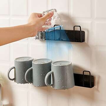 BAIEUEJO 2pcs Mug Hooks Wall-mounted Mug Holder, Coffee Cups Holder Hanger no Drilling,mug rack Hook...