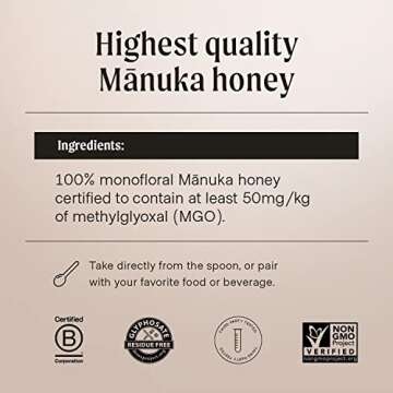 Manukora Raw Manuka Honey, MGO 50+, New Zealand Honey, Non-GMO, Traceable from Hive to Hand, Daily Wellness Support - 500g (1.1 Lb)