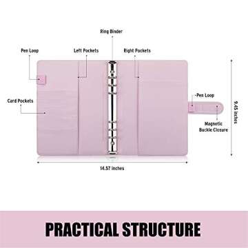 Sooez A5 Notebook Photocard Binder, 6 Ring Planner, Stylish Loose Leaf Personal Organizer Cover with...