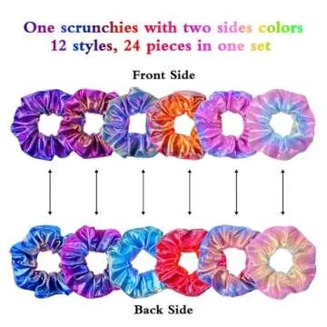Charming 24Pcs Mermaid Scrunchies Set for Girls - Vibrant Hair Accessories with Gift Bag