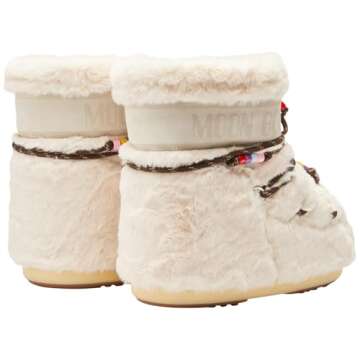 Moon Boot Icon Low Faux Fur Beads Unisex Snow Boots - M7-8.5/W8-9.5 Cream