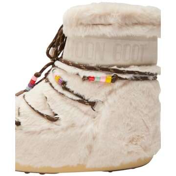 Shop Moon Boot Icon Low Faux Fur Beads Winter Boots