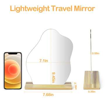Mckuk Acrylic Makeup Desk Mirror with Stand, Aesthetic Room Decor Table Mirror, Trendy Irregular Shaped Personal Vanity Cosmetic Mirror for Home, Bathroom, Bedroom, Office