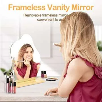 Mckuk Acrylic Makeup Desk Mirror with Stand, Aesthetic Room Decor Table Mirror, Trendy Irregular Shaped Personal Vanity Cosmetic Mirror for Home, Bathroom, Bedroom, Office