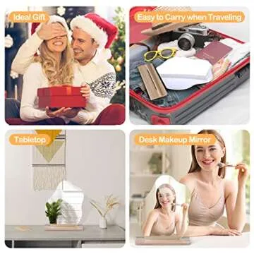 Mckuk Acrylic Makeup Desk Mirror with Stand, Aesthetic Room Decor Table Mirror, Trendy Irregular Shaped Personal Vanity Cosmetic Mirror for Home, Bathroom, Bedroom, Office